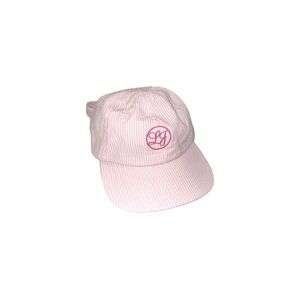 Lauren James Pointe Prep Cap in Pink White Seersucker with Bow – OS